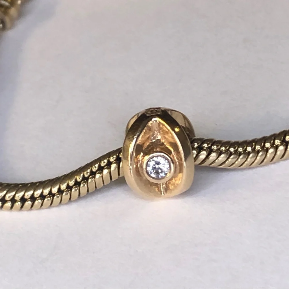 Retired Pandora Solid 14k CZ Eye Charm 585 Ale - Picture 2 of 10